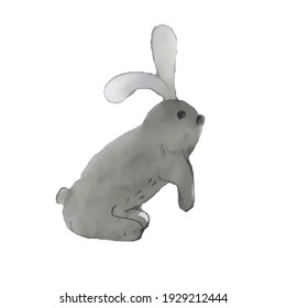 Un conejito gris de Pascua en un fondo aislado. Vacaciones de Pascua. Acuarela. Pascua. Ilustración vectorial.