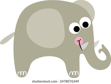 Cute gray elephant isolated on white