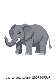 cute gray elephant standing alone illustration