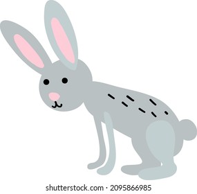 cute gray fluffy rabbit sitting.
