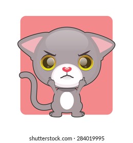 Cute gray kitten being upset