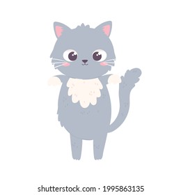 cute gray kitty isolated icon