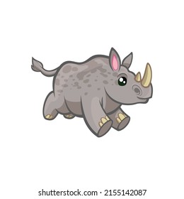 cute gray one-horned rhino vector