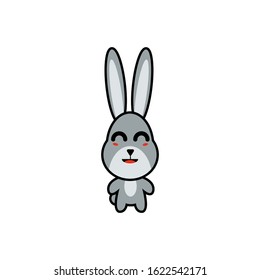 Cute gray Rabbit mascot with expression. Cartoon Style