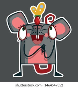 
cute gray rat with a butterfly