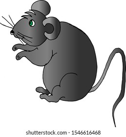 Cute gray rat is a symbol of the new year. Vector graphics.
