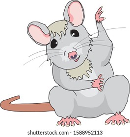 Cute gray realistic mouse with smile