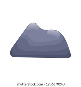 Piedra gris suave. Roca aislada en el fondo blanco. Ilustración de estilo plano.