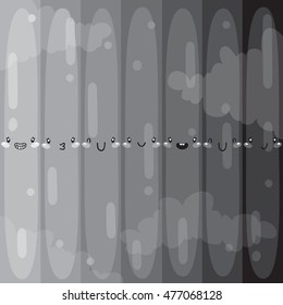 Cute gray stripes, vertical rainbow, children's illustration, vector.