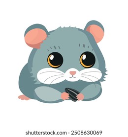 Hamster cinza e branco bonito isolado sobre fundo branco. Ilustração em plano vetorial