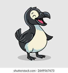 Cute Great Auk extinct animal Character Mascot in Vector Cartoon Illustration