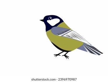 Cute great tit bird vector 