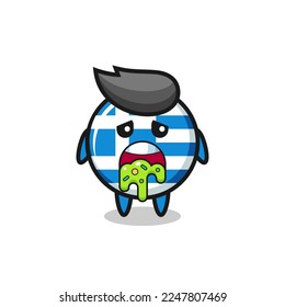 die süße Griechen-Fahne mit Puffer, süßes Design für T-Shirt, Aufkleber, Logo-Element
