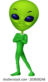 Cute green alien cartoon