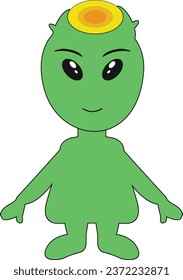 Cute Green Alien cartoon character standing Vector Illustration, Halloween