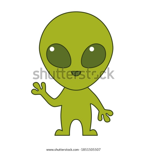 Cute Green Alien Isolated On White Stock Vector (Royalty Free ...