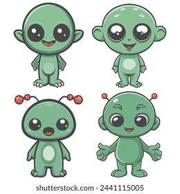 Cute Green Alien Playfull Character Design
