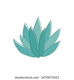 Cute green aloe bush, simple drawing of exotic Mexican nature vector illustration