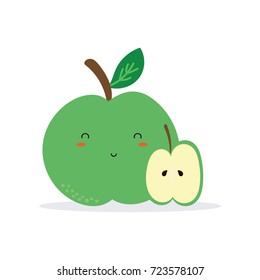 cute green apple vector