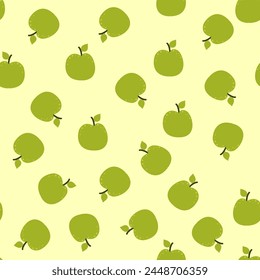 Cute green apples seamless pattern. Template for textile, wallpaper, packaging, cover, web, card, box, print, banner, ceramics