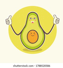 cute green avocado design illustrations and seeds, solid thumb marks, mascot illustration designs, flat doodle graphic design concepts