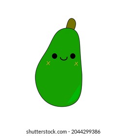 Cute green avocado fruit cartoon. useful for sticker,  clip,  emoticon.