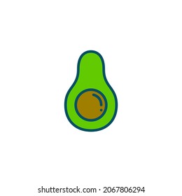Cute green avocado line art icon. Pixel perfect, editable stroke