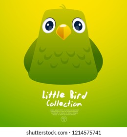 Cute Green Baby Bird : Vector Illustration
