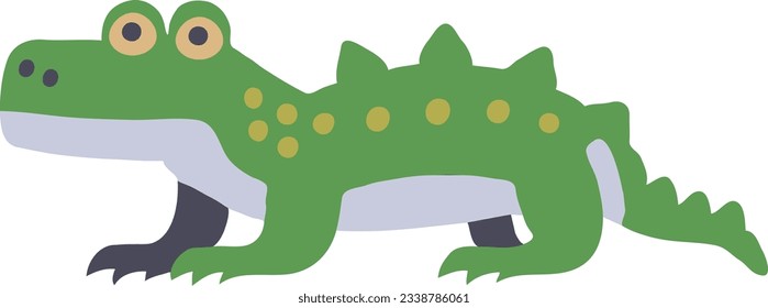 Cute green baby crocodile croc lizard vector kids style cartoon illustration. svg