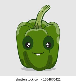 Cute Green Bell Pepper Cartoon Character