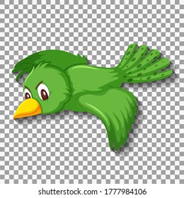Cute green bird cartoon character illustration
