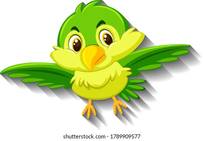 Cute Green Bird Cartoon Character Illustration Stock Vector (Royalty ...