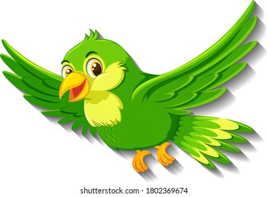 Cute Green Bird Cartoon Character Illustration Stock Vector (Royalty ...