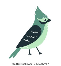 lindo pájaro verde. pájaro de dibujos animados. personaje de pájaro plano
