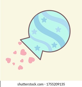 Cute green and blue water bearer with star pattern and pink heart vector isolated on light cream background