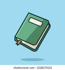 Cute Green Book Cartoon Illustration For Icon,Logo,Sticker