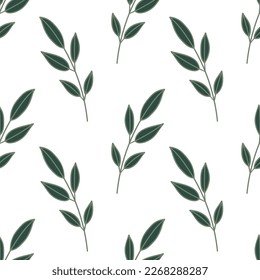 Cute green branches. Minimal winter festival seamless pattern.
