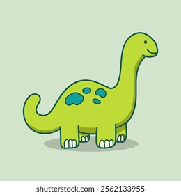 Cute green brontosaurus character for kids