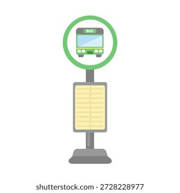 Cute green bus stop illustration