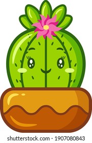 cute green cactus drawing sticker