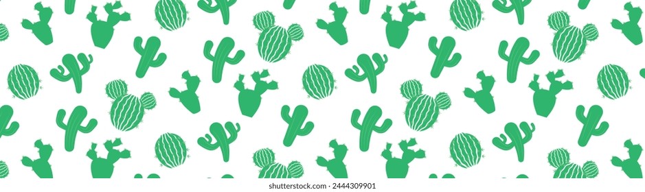 cute green cactus plant seamless pattern background