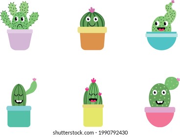 
cute green cactus in pots
