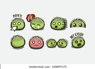 Conjunto de etiquetas vectoras de carácter verde con varias expresiones