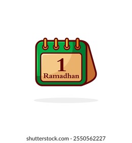 Cute Green Calendar Icon. with cartoon design style isolated. Perfect for Ramadhan, Eid mubarak, or Islamic Event.