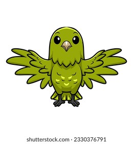 Cute green canary cartoon flying