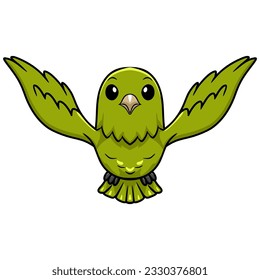 Cute green canary cartoon flying