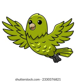 Cute green canary cartoon flying