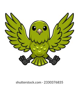 Cute green canary cartoon flying