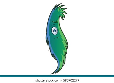Cute Green Cartoon Astonished. Vector Illustration. Isolated on white background.