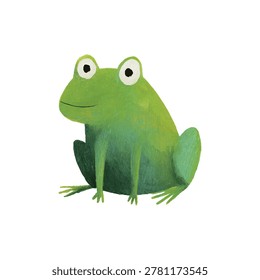 Cute green cartoon frog